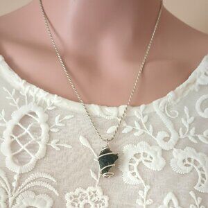 925 Lava Rock Pendant Necklace 19" Sterling Silver Wire Wrap Jewelry